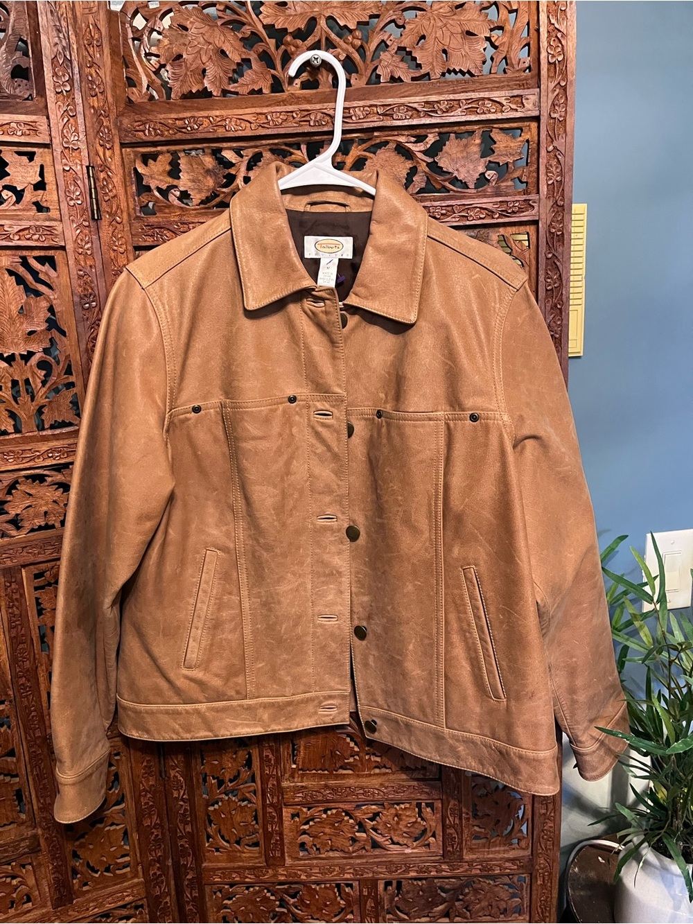 Talbots Women’s Tan Leather Bomber Jacket